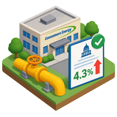 Michigan approves 4.3% natural gas rate hike for Consumers Energy