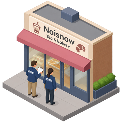 NYC health inspectors examine Naisnow Tea & Bakery for pre-permit clearance