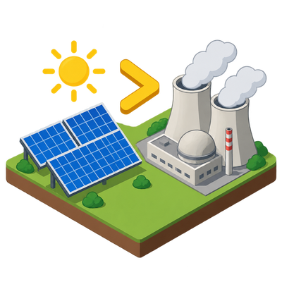 Solar generation surpasses nuclear power globally for the first time