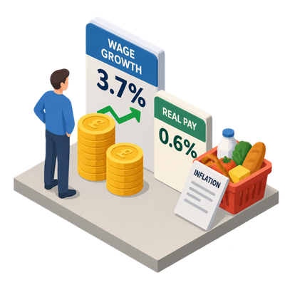 UK wage growth holds at 3.7% as real pay gains stay thin