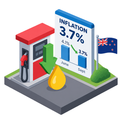 New Zealand inflation eases to 3.7% as fuel dip masks broader pressure