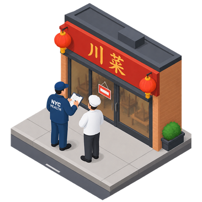 New York health department inspects Hidden Sichuan ahead of food permit at 750 8th Avenue