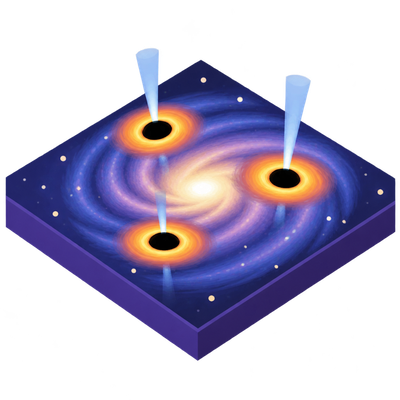 Three supermassive black holes found in a single early-universe galaxy