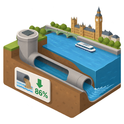 London super sewer cuts tidal Thames sewage overflows in its first year