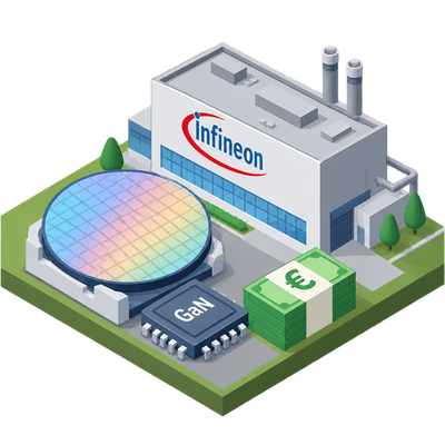 Infineon invests €1.1 billion in first high-volume 300mm GaN chip fab