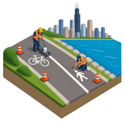 Chicago repairs Lakefront Trail pavement and markings across 18 miles