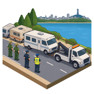Park rangers, SFPD and SFMTA remove RVs near Lake Merced