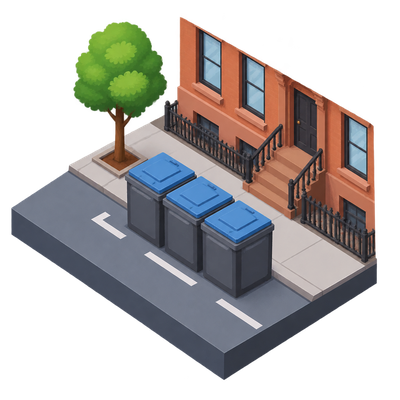 Trash containers replace Brooklyn parking spaces in New York's bin rollout