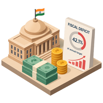 India's fiscal deficit runs ahead of annual target at midyear