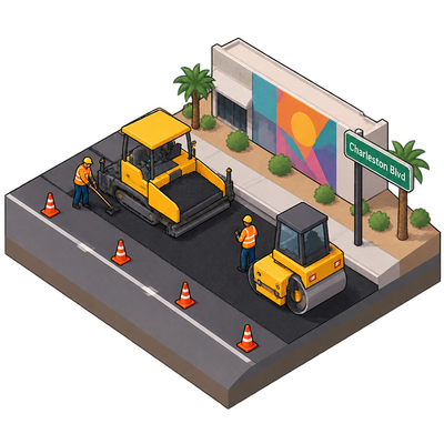 Charleston Boulevard paving enters next phase in Las Vegas Arts District