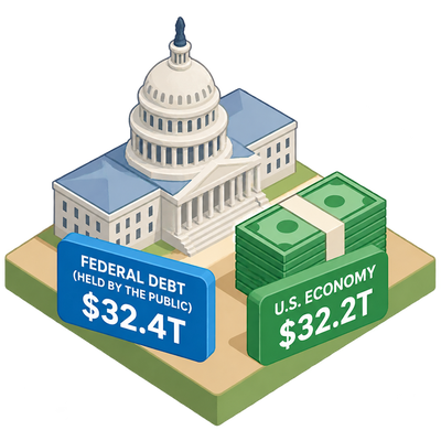 Federal debt held by the public tops the size of the U.S. economy
